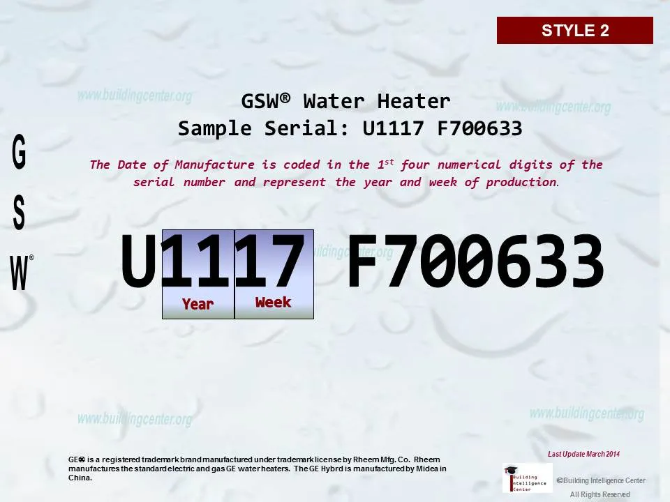 Ge Water Heater Age Chart